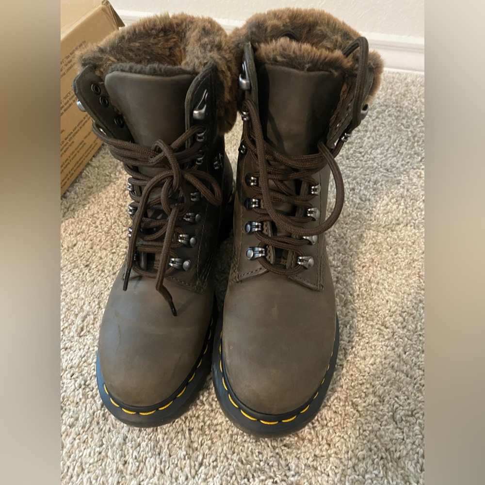 Dr Martens faux fur lined brown boot